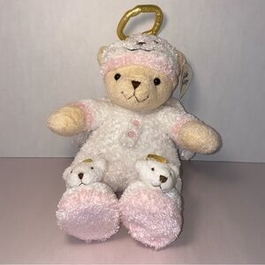 NWT The Cuddle Factory Christmas Pajama Buddy Angel Plush Bear 13” White / Pink